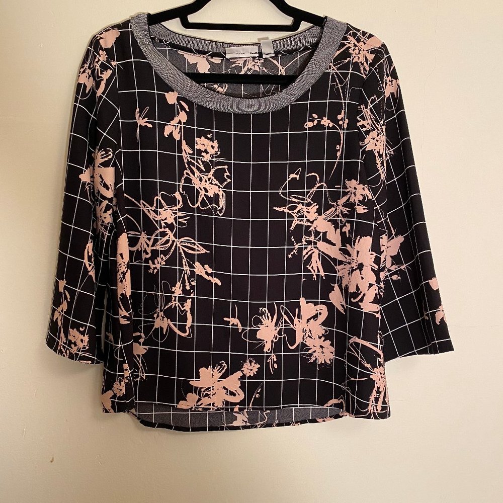 Grid + Floral Blouse